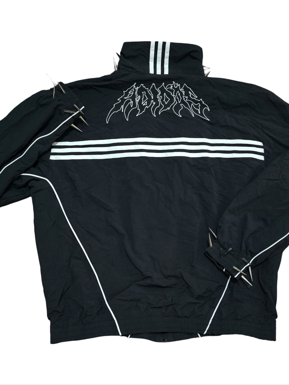 Rare Adidas Flames Jacket Asia Death Metal Metalcore Large With Metal Spikes